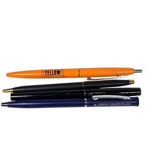 Vintage Ink Pens Lot Advertising Amway Grand Yellow Lincoln Mercury Auto Cross